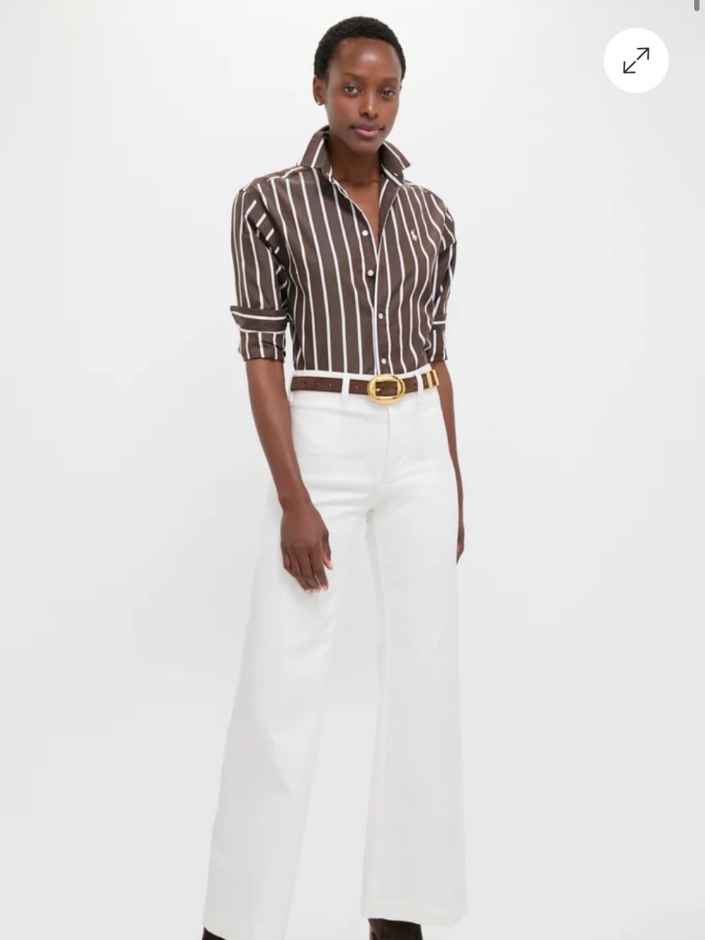 Polo by Ralph Lauren White and Brown button up shirt